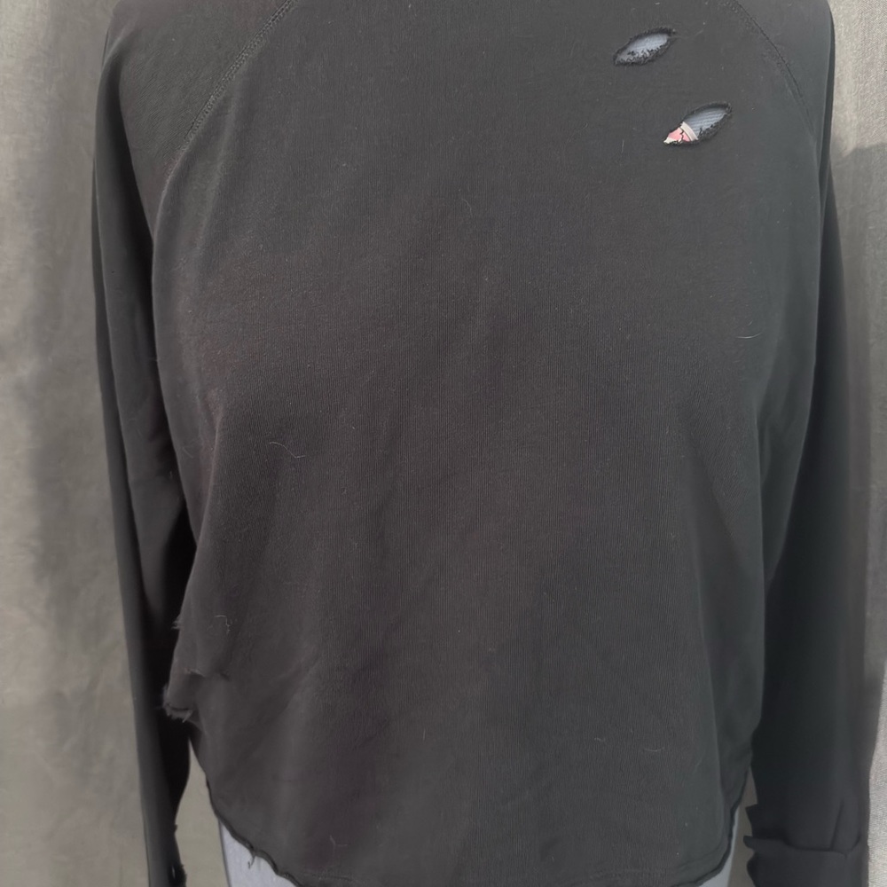 Lily & Lottie  Black Distressed Women's Sweatshirt
